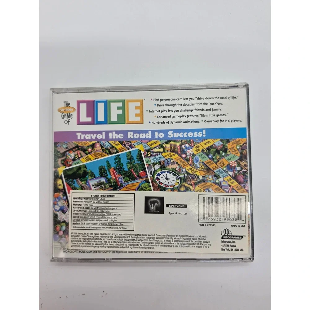 The Game of Life PC CD-ROM Hasbro Interactive 1998 Windows 95 98 Vintage Game